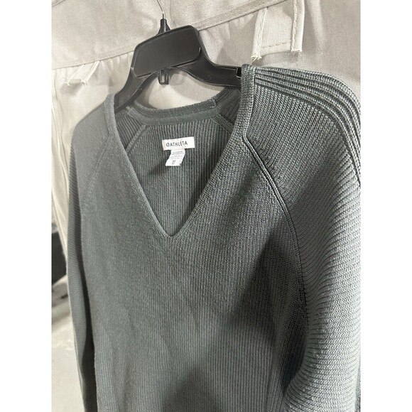 Athleta Sweater Women XS Gray Hanover Merino Blend V-Neck LS Pullover Wool - Picture 5 of 6